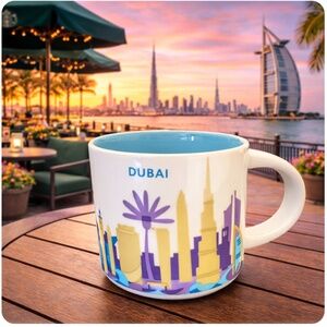 STARBUCKS You Are Here Dubai Skyline Mug 14oz Blue Purple Gold
